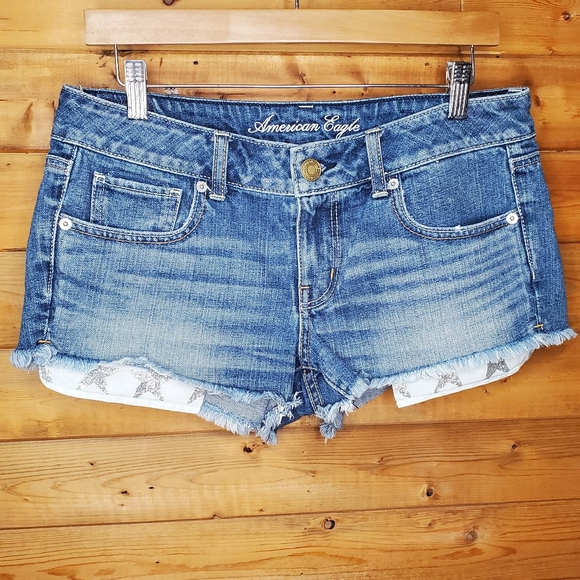 ❤️ American Eagle blue denim shorts silver glitter stars in the pockets … - Picture 5 of 7